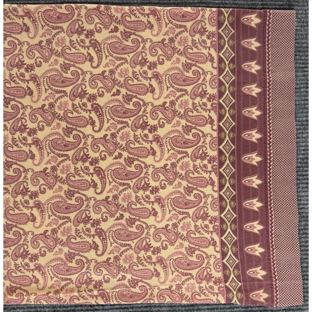 Vintage Paisley Boho King Pillowcase Pair Burgundy Tan Hippie Retro Maximalist
